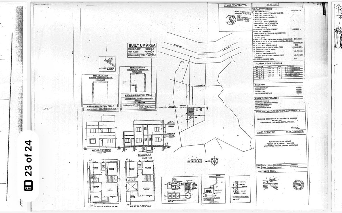 Scan of the approved plan for the Morvande NA 39 guntha parcel
